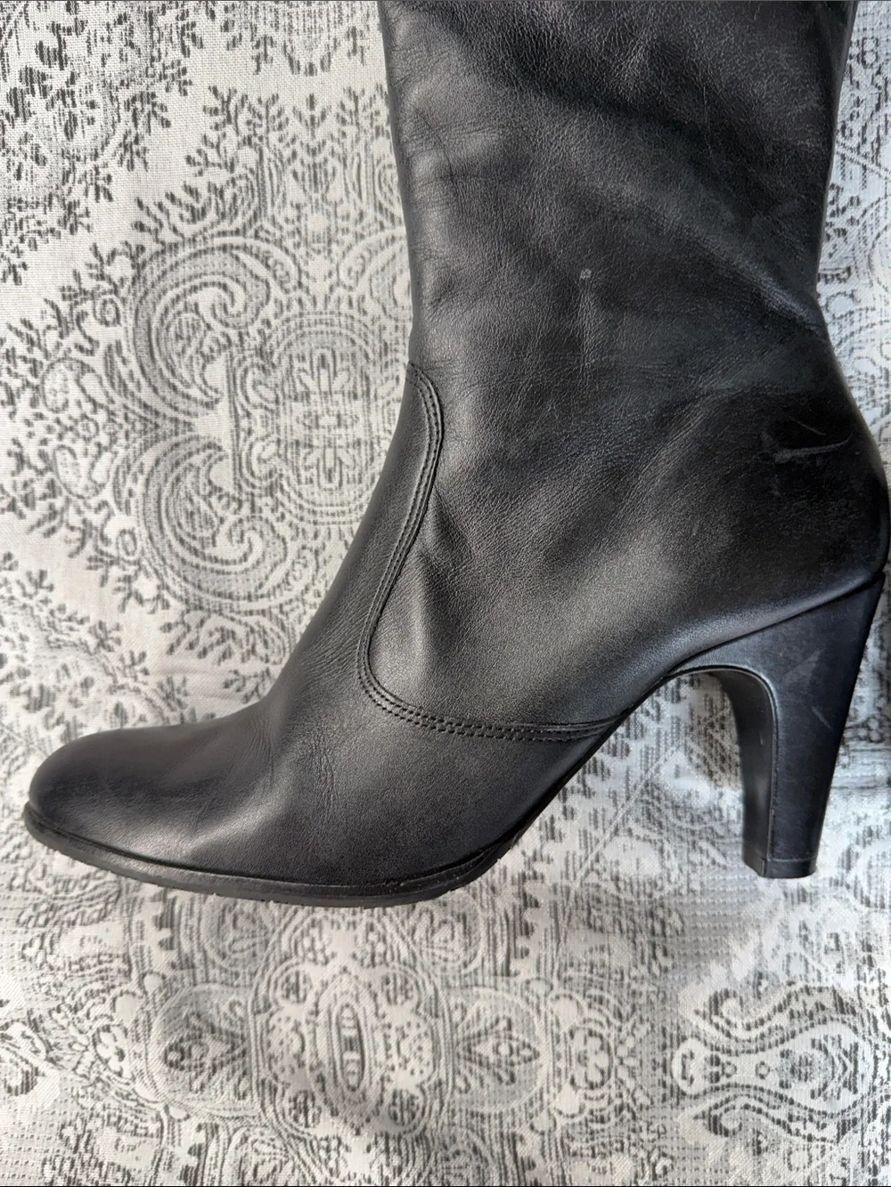 Black Leather -  Antonio Melani - Knee-High Buckle Boots - 7.5